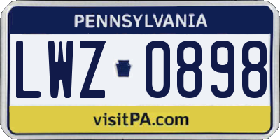 PA license plate LWZ0898