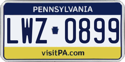 PA license plate LWZ0899