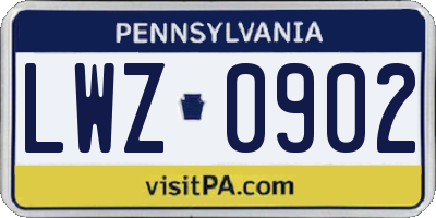 PA license plate LWZ0902