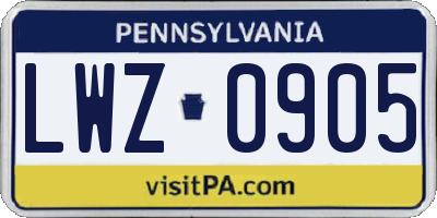 PA license plate LWZ0905