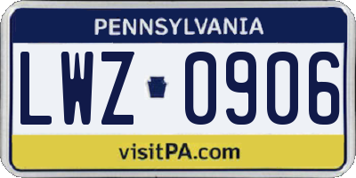 PA license plate LWZ0906