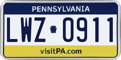 PA license plate LWZ0911