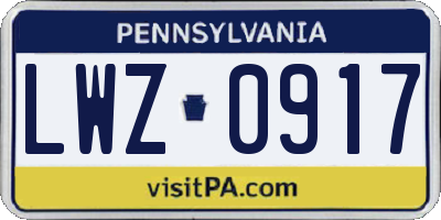 PA license plate LWZ0917
