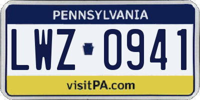 PA license plate LWZ0941