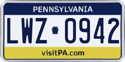 PA license plate LWZ0942