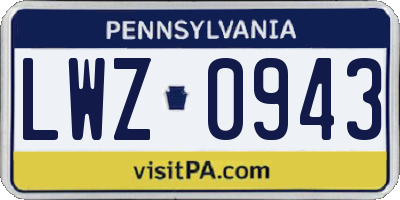 PA license plate LWZ0943