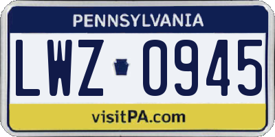 PA license plate LWZ0945