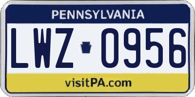 PA license plate LWZ0956