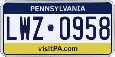 PA license plate LWZ0958