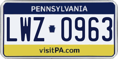 PA license plate LWZ0963