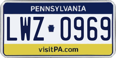 PA license plate LWZ0969