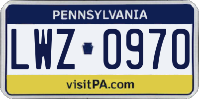 PA license plate LWZ0970