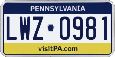 PA license plate LWZ0981