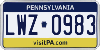 PA license plate LWZ0983