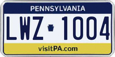 PA license plate LWZ1004