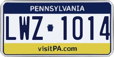 PA license plate LWZ1014