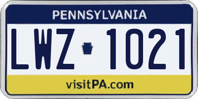 PA license plate LWZ1021
