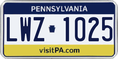 PA license plate LWZ1025