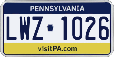 PA license plate LWZ1026