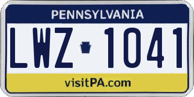 PA license plate LWZ1041