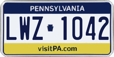 PA license plate LWZ1042