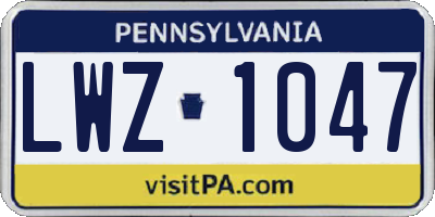 PA license plate LWZ1047