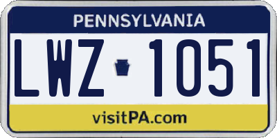 PA license plate LWZ1051