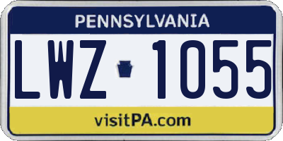 PA license plate LWZ1055