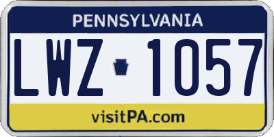PA license plate LWZ1057