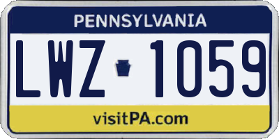 PA license plate LWZ1059
