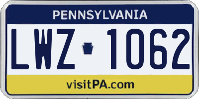 PA license plate LWZ1062