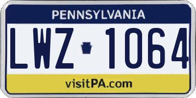 PA license plate LWZ1064