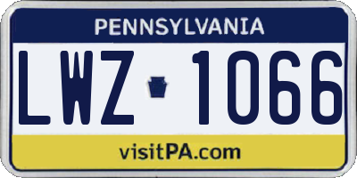 PA license plate LWZ1066
