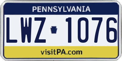 PA license plate LWZ1076