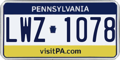 PA license plate LWZ1078