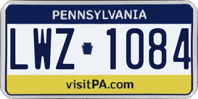 PA license plate LWZ1084