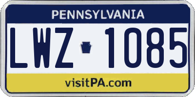 PA license plate LWZ1085