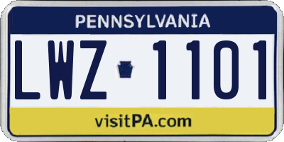 PA license plate LWZ1101