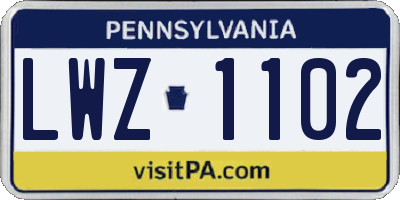 PA license plate LWZ1102