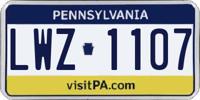 PA license plate LWZ1107