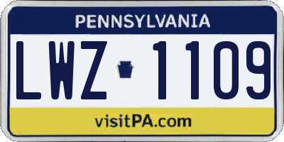 PA license plate LWZ1109