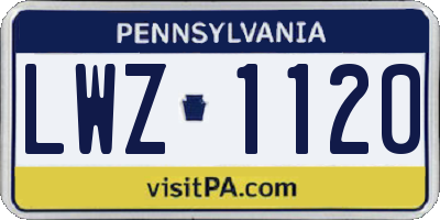 PA license plate LWZ1120