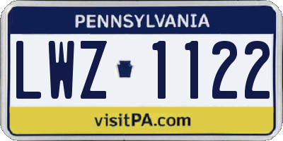 PA license plate LWZ1122