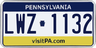 PA license plate LWZ1132