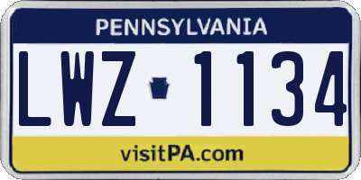 PA license plate LWZ1134