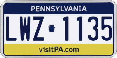 PA license plate LWZ1135