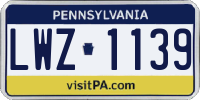 PA license plate LWZ1139