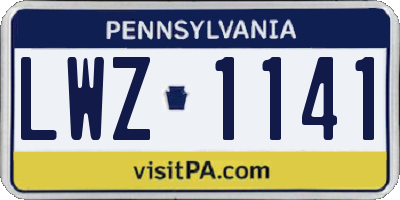 PA license plate LWZ1141