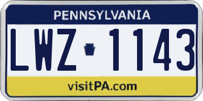 PA license plate LWZ1143