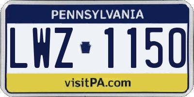 PA license plate LWZ1150